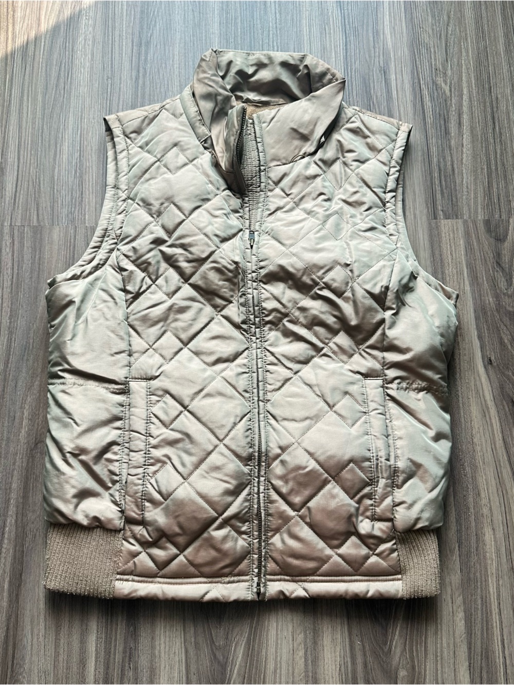 LOFT Quilted Hooded Vest in Camel/Tan